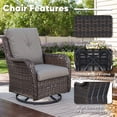 thumbnail image 6 of Patiobula Outdoor Patio Swivel Glider Chair Set of 2,All-Weather Rattan Swivel Rocking Lounge Chair with Removable Cushions for Patio Porch Pool,Brown/Gray, 6 of 12