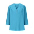 thumbnail image 3 of yunLCZ Womens Long Sleeve Shirts Cotton Linen Shirts For Women Summer Button Down Tops 3/4 Length Sleeve Casual Blouses Oversized Tshirts 2025 Spring Summer Outfits 3771, 3 of 4
