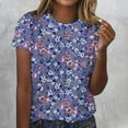thumbnail image 1 of Fiudx Tops para Mujer Mujer Verano Ocio Moda Estampado de Flores Cuello Redondo Manga Corta Top/Camisa, 1 of 4