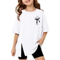 thumbnail image 2 of Girls T Shirts Crewneck Short Sleeve T Shirt Top Kids Modern Fit Cute Back To School Clothes Graduation Summer Blouse for Girls, 2 of 5