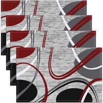 Red Black Grey Placemats Set of 4 12"x18" Modern Wavy Circles Placemats for Dining Table Indoor Outdoor Kitchen Modern Abstract Art Table Mats Placemat Stripe Swirl Decor Table Place Mats