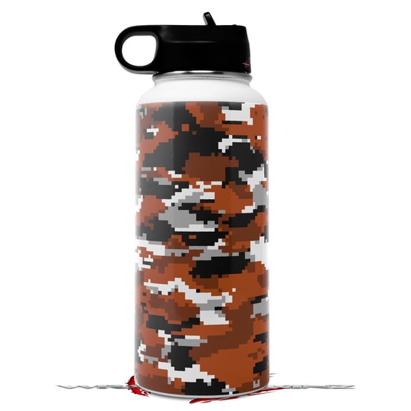 Skin Wrap Decal compatible with Hydro Flask Wide Mouth Bottle 32oz WraptorCamo Digital Camo Burnt Orange (BOTTLE NOT INCLUDED)