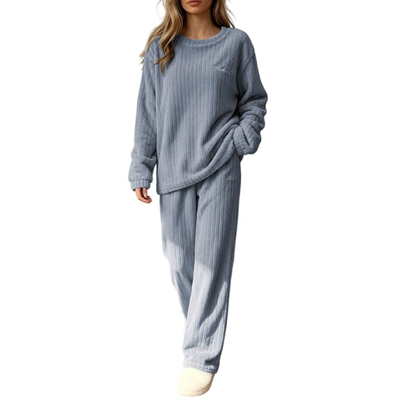 ByworldtasicNo Boundaries Womens Warm Lounge Set Cute Long Sleeve Pajama Sets Casual 2 Piece Pj Outfit Sleepwear Pockets
