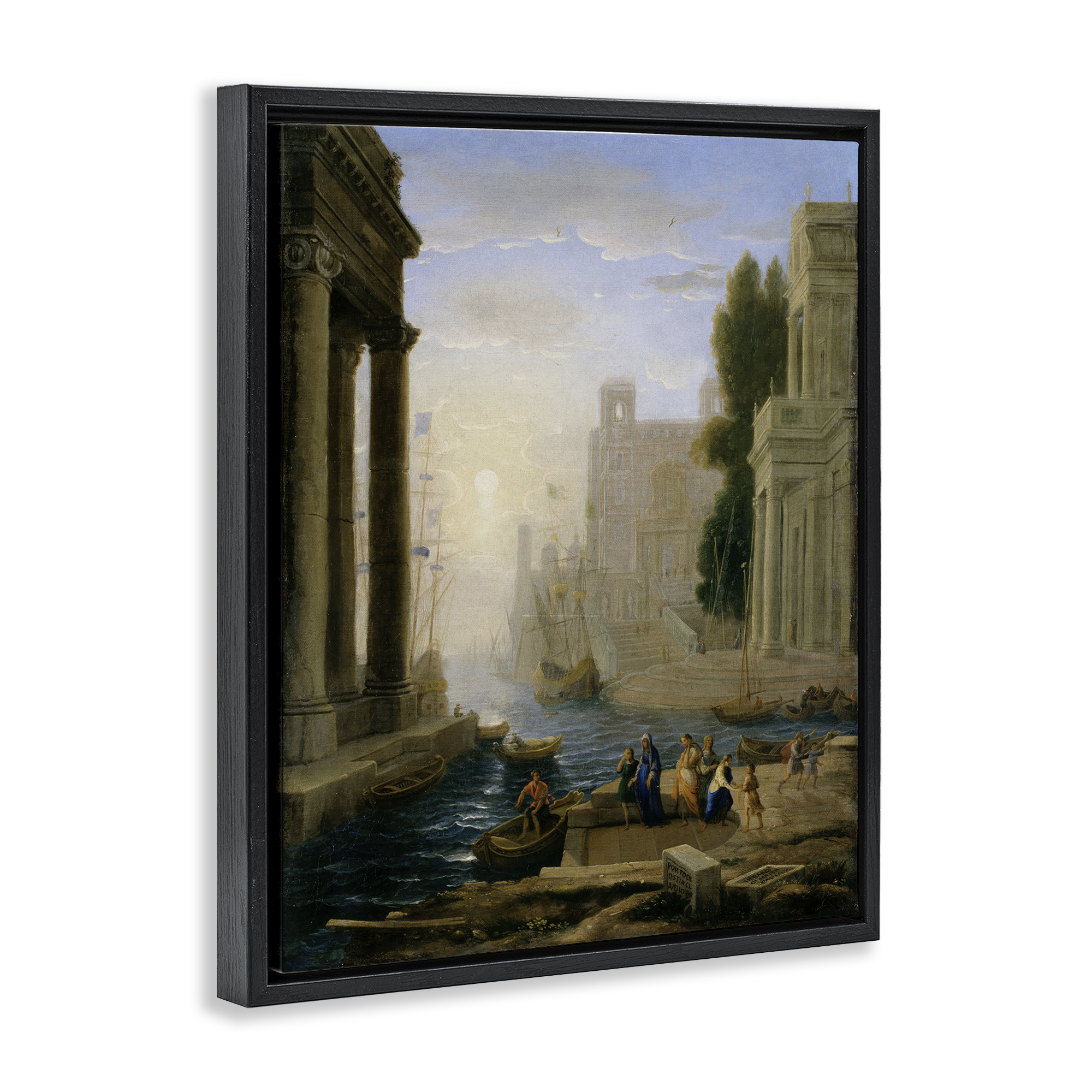 Stupell Industries Classic Claude Landscape Buildings & Architecture Painting Black Floater Framed Canvas Art Print Wall Art, 25 x 31
