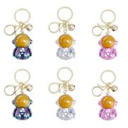 6Pcs 3 Colors Cute Astronaut Key Ring Acrylic Spaceman Keychain With Sonance Bell Keyring Suitable For Key Loss Prevention Bag Ornament Key
