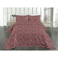 thumbnail image 2 of Ambesonne Valentine's Day Quilted Coverlet 3 Pcs, Heart Love Zebra, King Size, Coral Charcoal Grey, 2 of 4