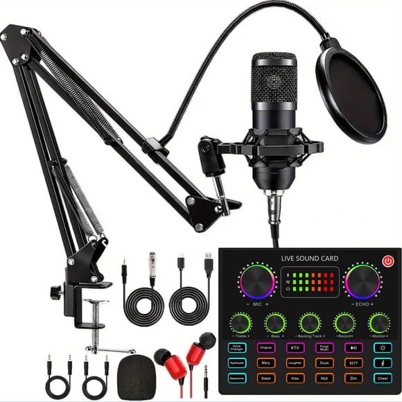 sktome Podcast Equipment Bundle, V8max Voice Changer with Podcast Microphone Bundle - Studio Condenser Microphone Perfect for Podcasting, Recording,