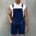 thumbnail image 2 of Mens Jean Shorts Classic Solid Color Loose Fit Casual Bib Overall Jean Romper with Pocket Oversized Trend Relaxed Summer Men's Denim Shorts, 2 of 6