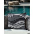 thumbnail image 4 of Outdoor Pillows Waterproof, Black Grey Ombre Bedding Throw Pillows with Insert for Couch Sofa Bed, Modern Abstract Moire Art Geometric 16x16 Inch Pillowcases Decorative Camping Patio Pillow Set of 1, 4 of 8