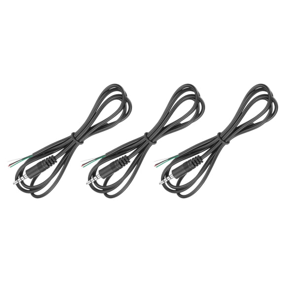 3pcs 3.5mm Male Jack to Bare Wire Open End Replacement TRS 4 Pole Cable for Earphone Headphone Cable Repair, 1m