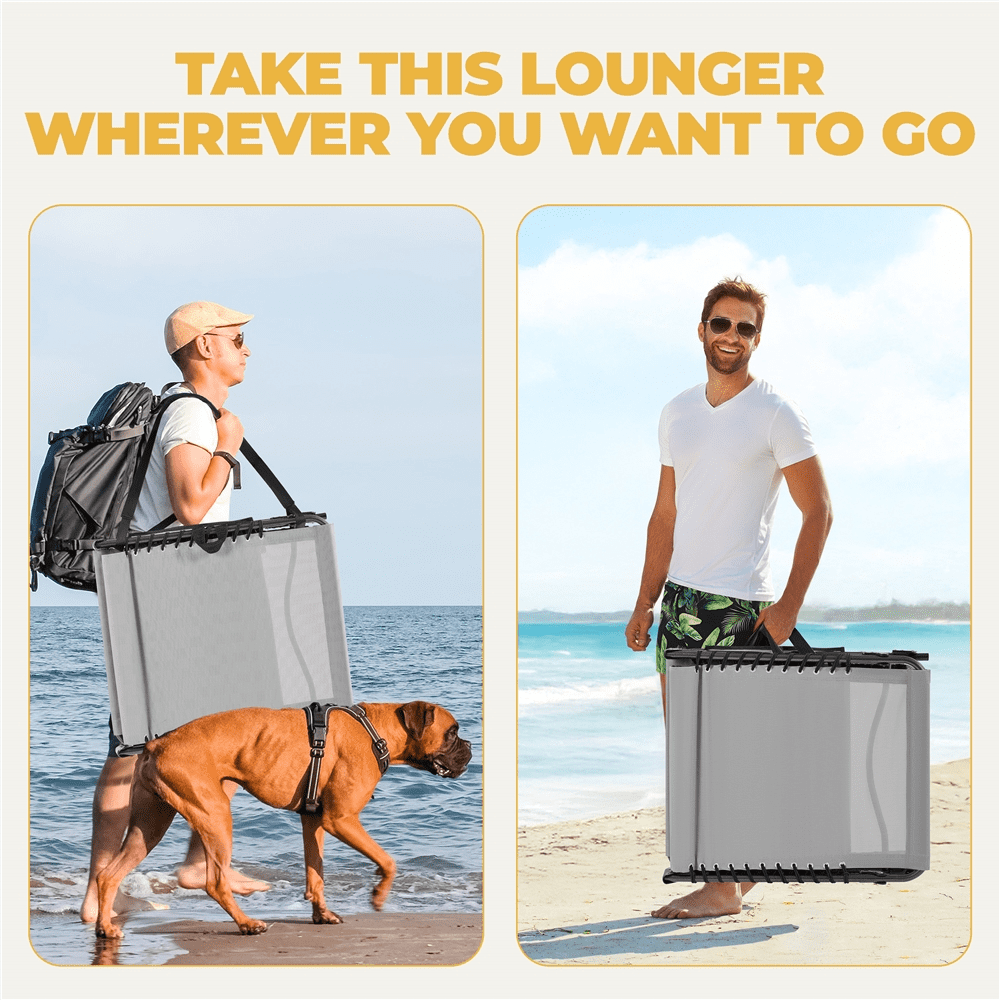Renwick Outdoor Folding Tanning Chair with 5 Back Position, Gray