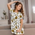 thumbnail image 3 of Pofeuu Honey Print Women's Loose Fit Short Sleeve Nightgown, Comfortable Sleep Dress for Women, Casual Lounge Sleepwear, Soft Cotton Sleep Dress, 3 of 6
