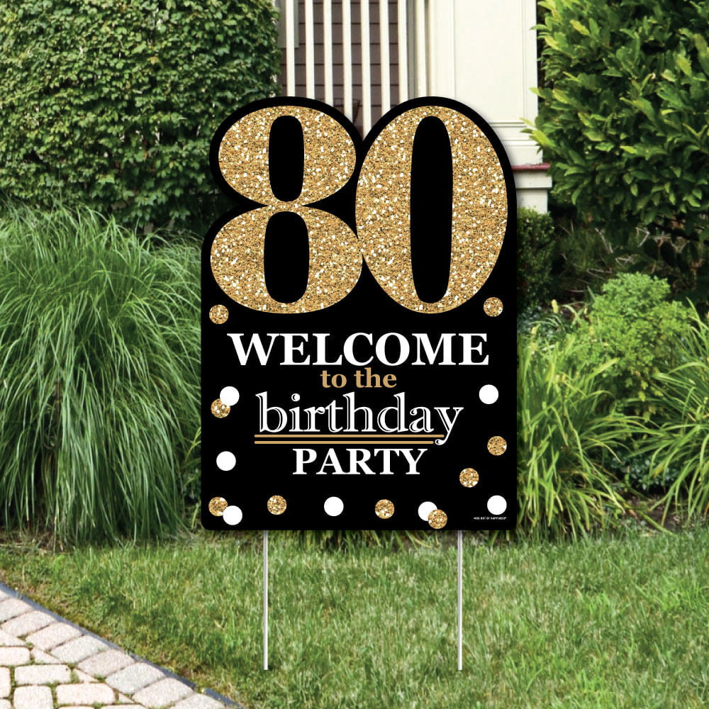Adult 80th Birthday Gold Party Decorations Birthday Party Welcome