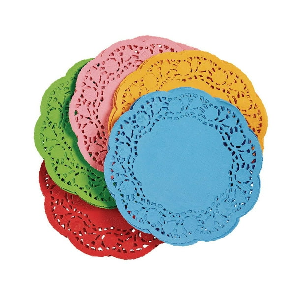 Colorations 6 inch Assorted Color Round Doilies, Set of 120, Paper
