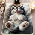 thumbnail image 4 of Happy Husky Pattern Print Flannel Throw Blanket, 4 of 8