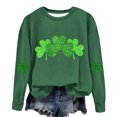 thumbnail image 3 of AherBiu Chandails en Molleton de la Saint-Patrick pour Femmes Col Rond Manches Longues Imprimé Trèfle Doublé en Polaire Vêtements de Printemps, 3 of 4