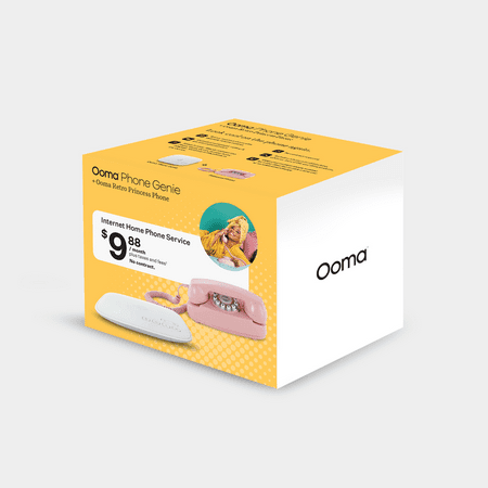 Ooma - Telo Air 2 Internet Home Phone Service with Retro Princess Phone Bundle - Pink