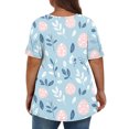 thumbnail image 4 of Pisexur Hauts de Printemps pour Femmes 2025 Mode Été Imprimé Manches Courtes Col Rond Multicolore,2TG, 4 of 7