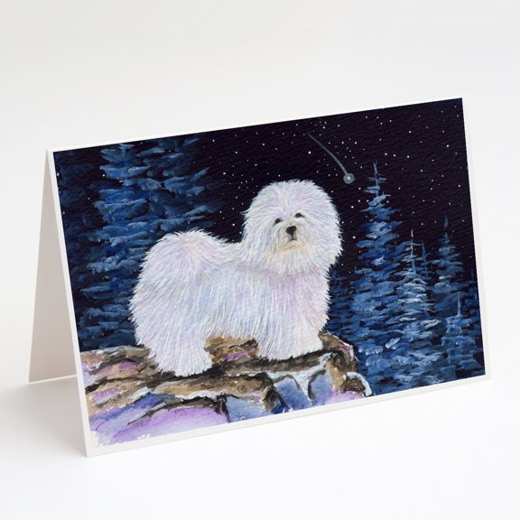 Caroline's Treasures Starry Night Coton de Tulear Greeting Cards with Envelopes, 5" x 7" (8 Count)