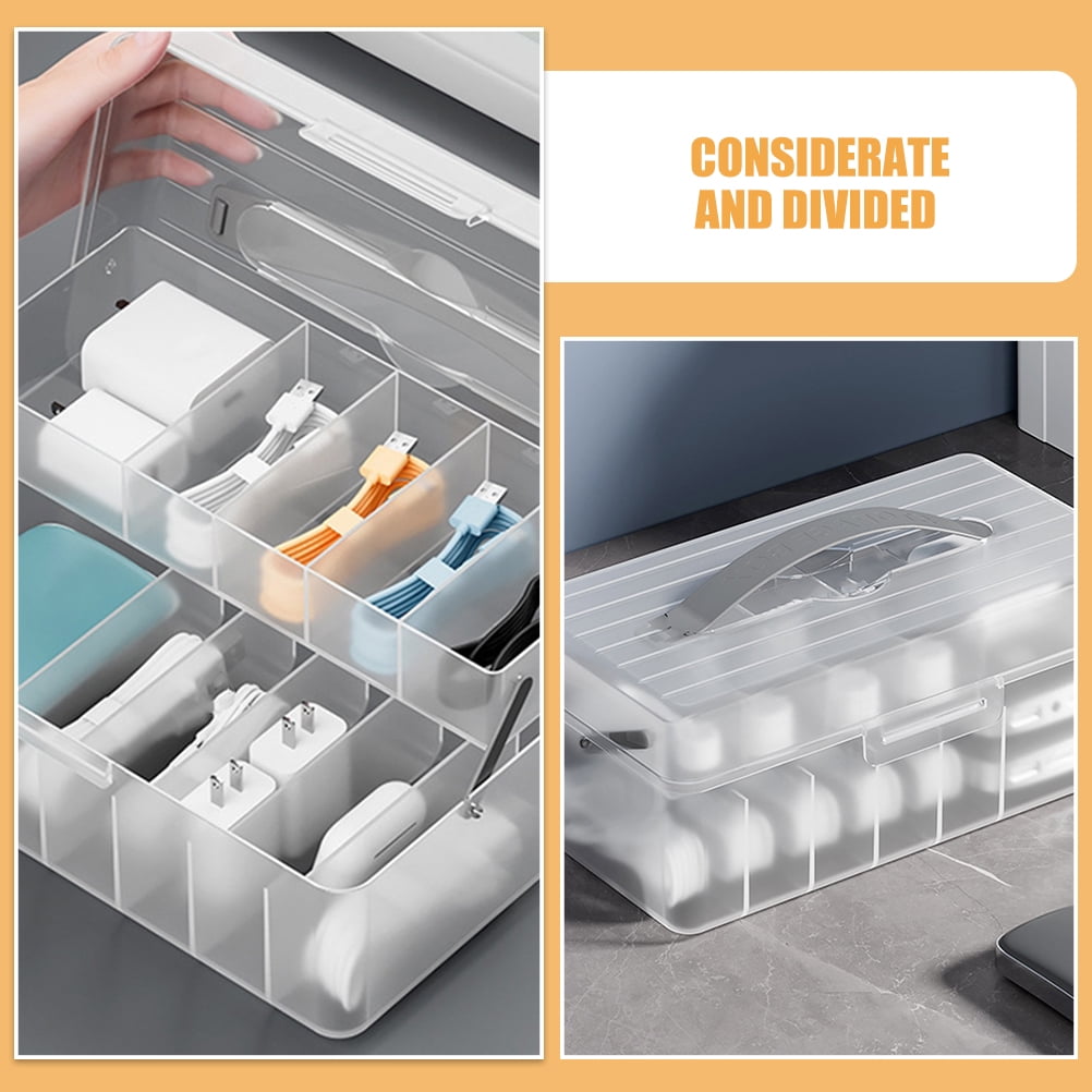 WHAMVOX Plastic Cord Organizer Compartment Cable Management Box Electronics Organizer Bin