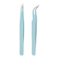 thumbnail image 1 of Stainless Steel Eyelash Extension Tweezers Set For Precise Hair Removal And Beauty Applications With Straight And Angled Tips, 1 of 4
