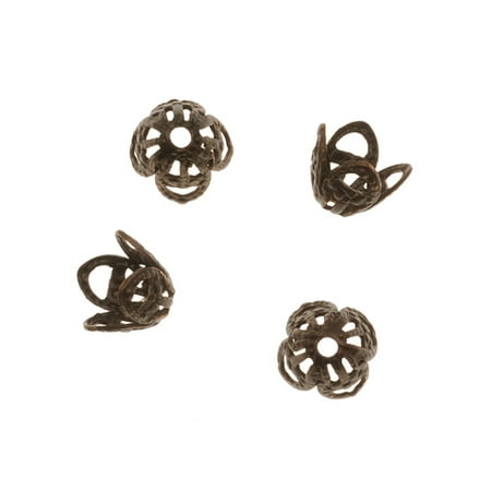 Vintaj Natural Brass 7mm Filigree Bead Caps (4)