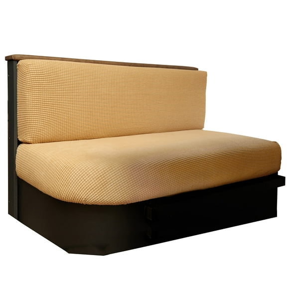 Hudson comfort Housses de Coussin pour Dinette RV - Tissu Extensible en Microfibre Conçu pour s'Adapter à une Large Variété de Sièges - Housses de Coussin de Camping Inclut 1 Housse de Dossier 1 Housse de Banc (colo Sable)