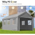 thumbnail image 3 of ADVANCE OUTDOOR 10x20 ft Heavy Duty Carport with Roll-up Ventilated Windows & Removable Sidewalls Car Canopy Garage Boat Shelter Party Tent, Adjustable Peak Height from 9.5ft to 11ft, Gray, 3 of 11