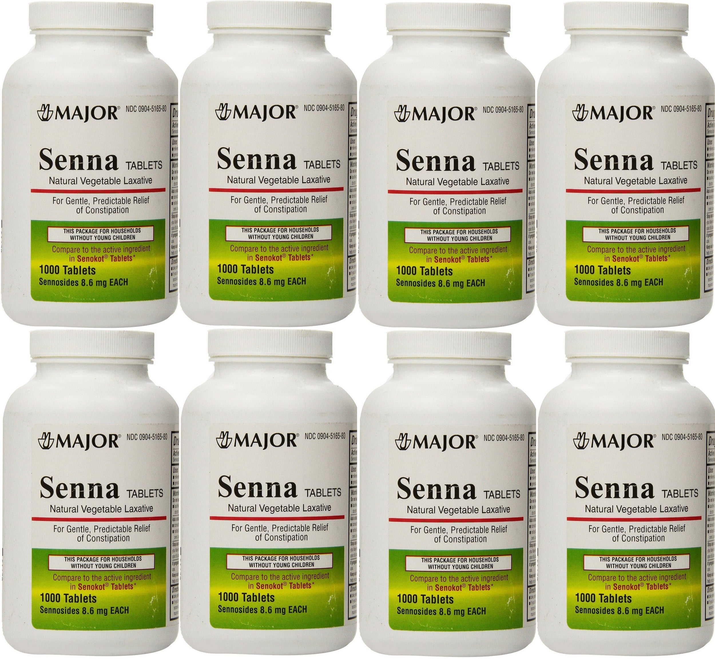 Senna 8 6 Mg Generic For Senokot Natural Vegetable Laxative 1000 Tablets Per Bottle Pack Of 8