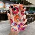 thumbnail image 2 of for iPhone 15 Case, Colorful Retro Oil Painting Printed Flower Phone Case for Girls Women, TPU Cute Curly Wave Edge Durable Protective Phone Cover for iPhone 15, Orange Flowers, 2 of 13