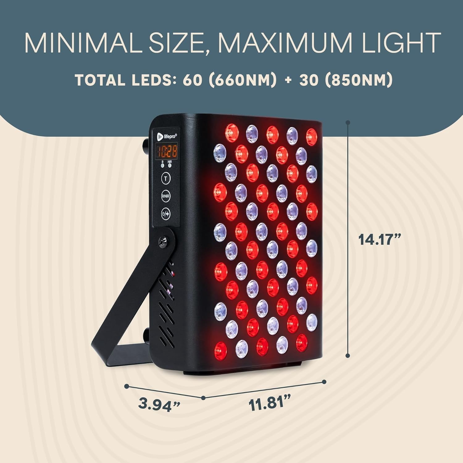 LifePro Red Light Therapy Panel – 660nm & 850nm Near Infrared Full Body LED Light Therapy for Daily Wellness – Includes Hanging Kit & Eyewear - Black