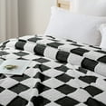thumbnail image 6 of Exclusivo Mezcla Fleece Blanket King Size, Cozy Lightweight Fuzzy Checkered Blanket for Bed, Suitable for All Season, Black, 90"x104", 6 of 9