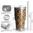 thumbnail image 6 of 30oz Black Leopard Sunflower Pattern Tumblers Stainless Steel Tumbler with Lid and Straw,Vacuum Insulated Double Wall Travel Tumbler Cups Mug with Cleaning Brush for Coffee,Tea, 6 of 7