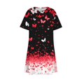 thumbnail image 6 of JTZGDY Beach Sundress for Women Summer Cute Butterfly Print Short Sleeve Round Neck Tunic Tshirt Dress Loose Flowy Short Mini Dress Red#01 L, 6 of 8