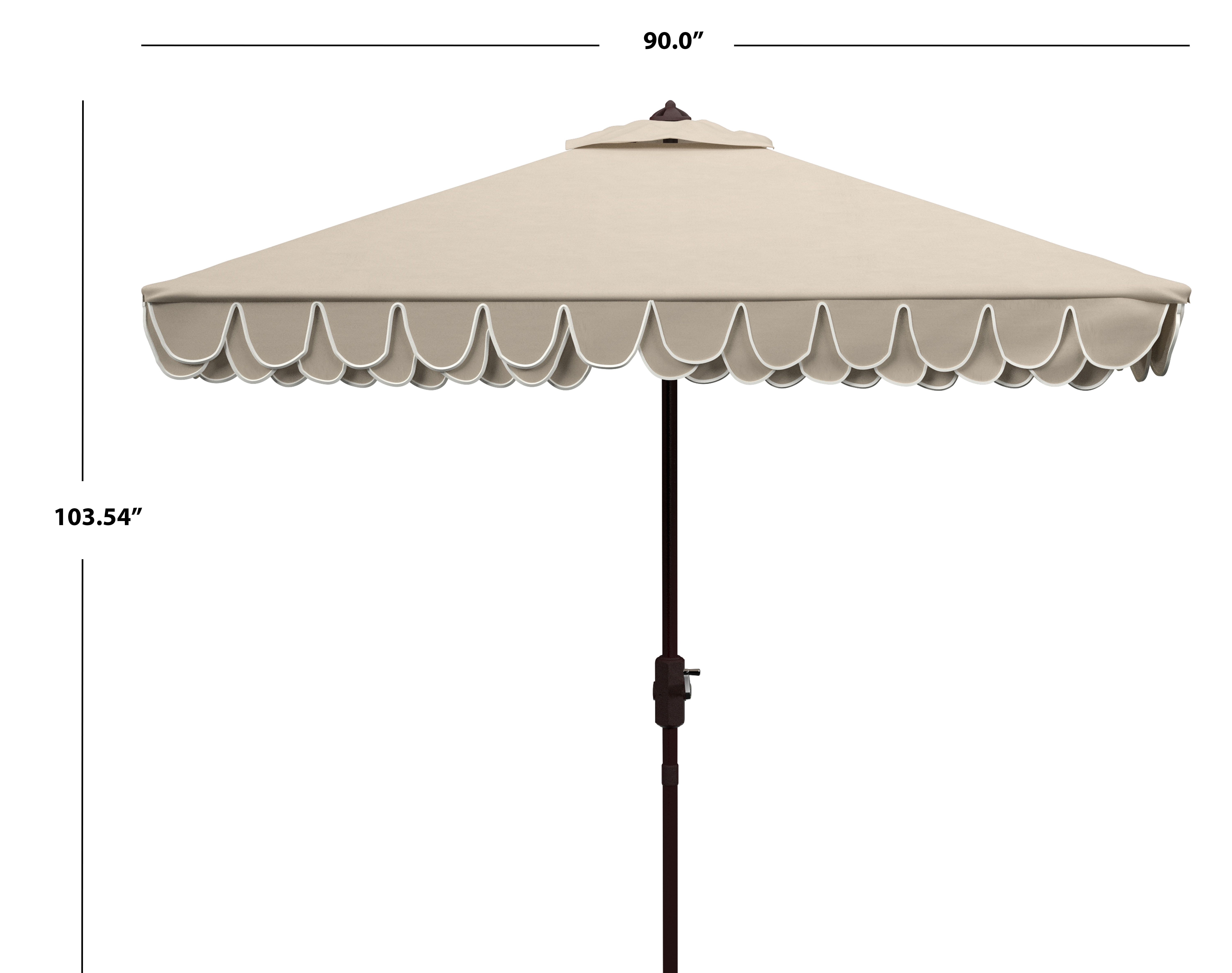 Safavieh Elegant Valance 7.5ft Square Metal/Polyester Umbrella in Beige/White