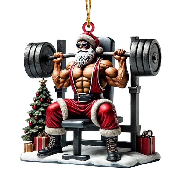 Christmas Decorations Ornaments Big Christmas Tree Ornaments Ornaments For Coworkers Christmas Tree Two Pendant Decoration Double Print Fitness Muscle Santa