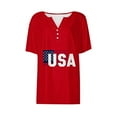 thumbnail image 4 of Cavosen Red White and Blue Tops for Women Petite Red White and Blue Short Sleeve V Neck T Shirts American Flag Graphic Tops Lady XL Patriotic Casual T Shirts Independence Day Tunic Tees, 4 of 4
