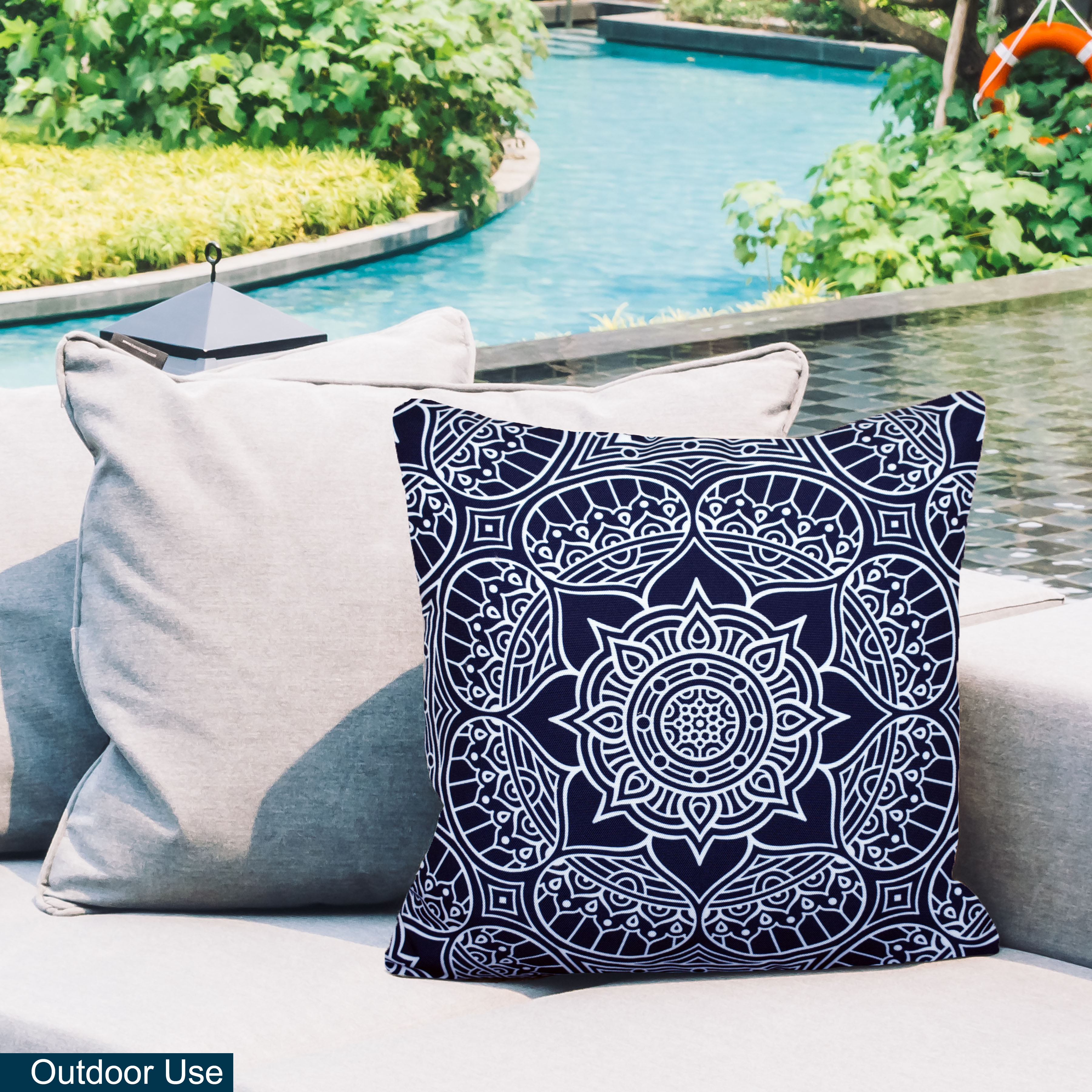 Decorative Indoor Outdoor Waterproof Lumbar Pillows - 18''x18'' with Included Inserts - Stylish Comfort for Your Patio Furniture, Garden Chairs, or Indoor Déco