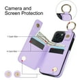 thumbnail image 6 of Feishell for iPhone 13 Mini Zipper Wallet Case, Premium Lychee Texture PU Leather Double Magnetic Clasp Flip Kickstand Credit Card Slots Shockproof Portable Metal Ring Hook Phone Case, Purple, 6 of 10