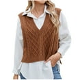 thumbnail image 2 of Women's Fashion Casual New Style Slim V-Neck Sleeveless Waistcoat Knit Sweater Top for Women Stylish Knit Vest Cardigan Sleeveless Sweater Top, 2 of 7