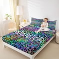 thumbnail image 4 of jejeloiu Colorful Leopard Pattern Bed Sheets,Jungle Cheetah Animal King Sheets,Gradient Multicolor Sheet Set For Girl Kids,Luxury Bedroom Decor,4 Pieces, 4 of 7