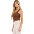 thumbnail image 2 of Women’s Seamless Textured Crop Tank, Coffee, L/XL, 2 of 5