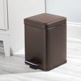 thumbnail image 2 of mDesign Square Metal 1.5 Gallon Step Trash Can with Lid/Liner Bucket - Bronze, 2 of 6