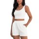 thumbnail image 4 of INSPIRAR CHIC Conjuntos de 2 Piezas para Mujeres, Top Corto de Punto Acanalado y Pantalones Cortos con Bolsillo XL Blanco, 4 of 5