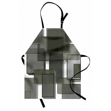 Taupe Apron Three Dimensional Cubes Geometric Modern Abstraction Square Shapes Print, Unisex Kitchen Bib Apron with Adjustable Neck for Cooking Baking Gardening, Taupe Pale Grey Green, by Ambesonne