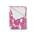 thumbnail image 2 of Hot Pink Soft Flannel Fleece Throw Blanket, Batik Floral Arrangement with Eastern Design Mandala Pattern, Cozy Plush for Indoor and Outdoor Use, 60" x 80", Hot Pink White, by Ambesonne, 2 of 6