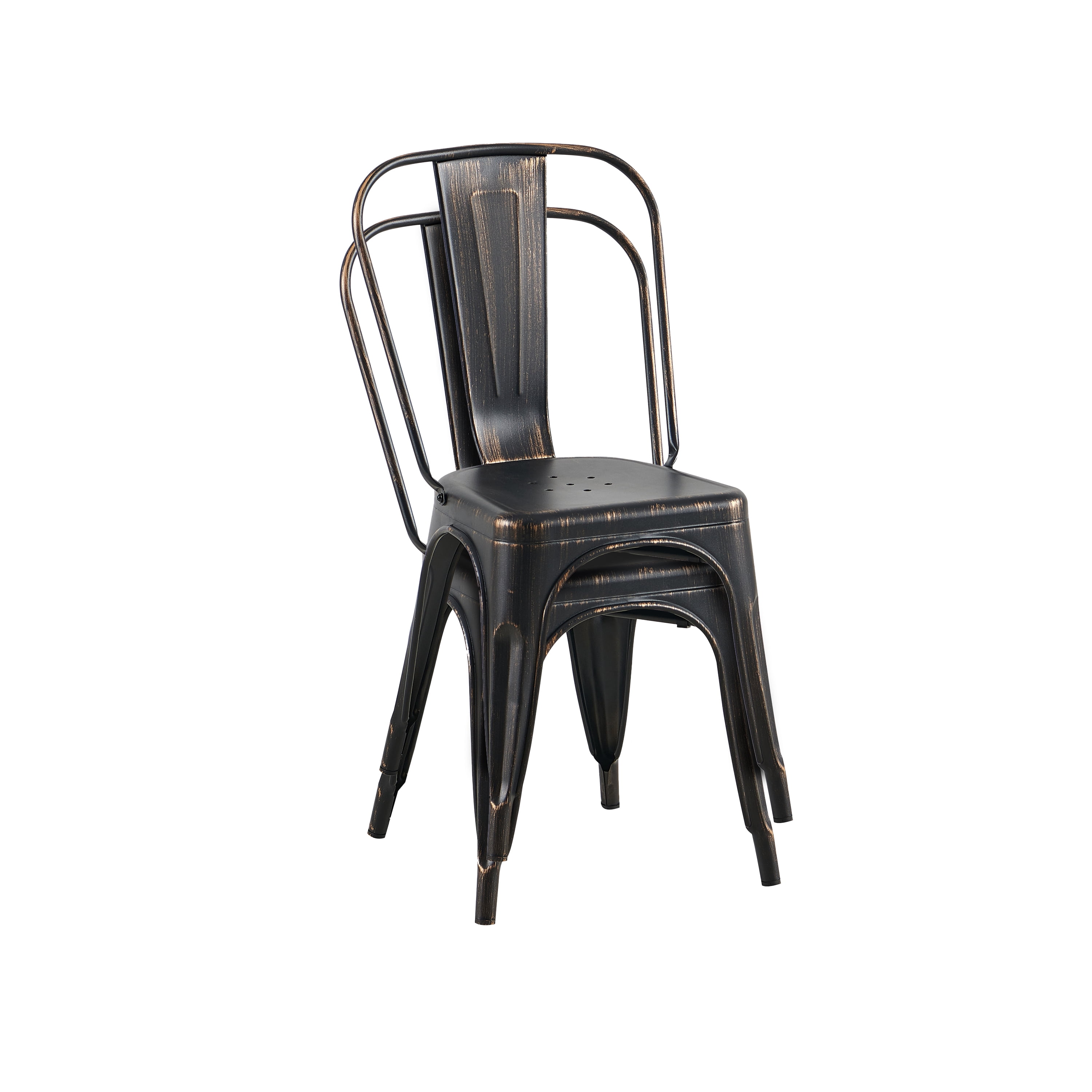 Sanded Matte Black Industrial Metal Dining Chairs 18 Inch Seat Height Stackable, Set of 4