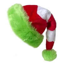 Oalirro Christmas Santa Hat - Green Red White Striped Xmas Party Headwear for Adults Fluff Holiday Hat Christmas Decorations Hat Gifts for New Year Headwear