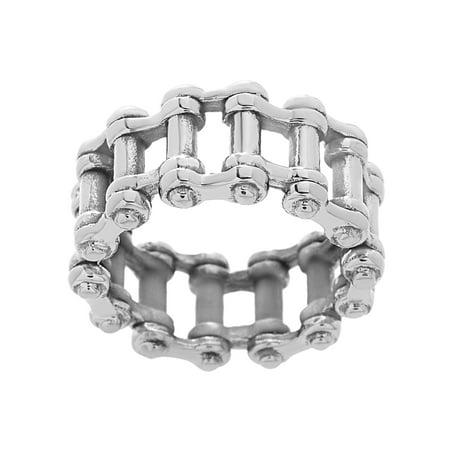 Reinforcements Men's Polished Oxidized Stainless Steel Open Design Ring