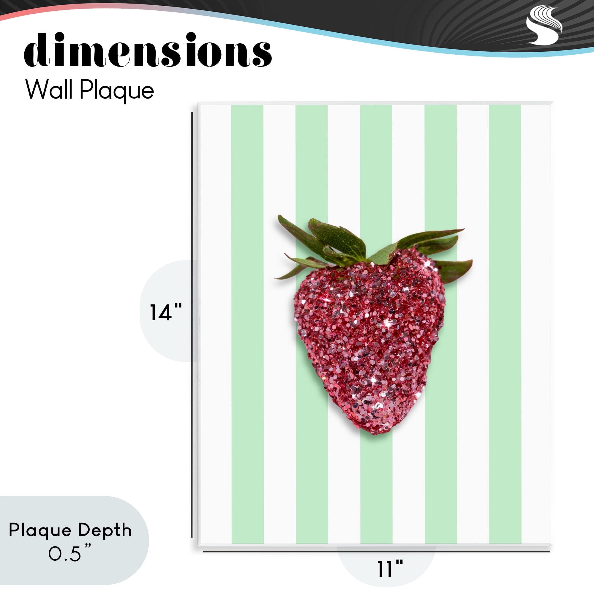 Stupell Industries Glimmer Cherry on Green Stripes Wall Plaque Art, design by LISH Creative